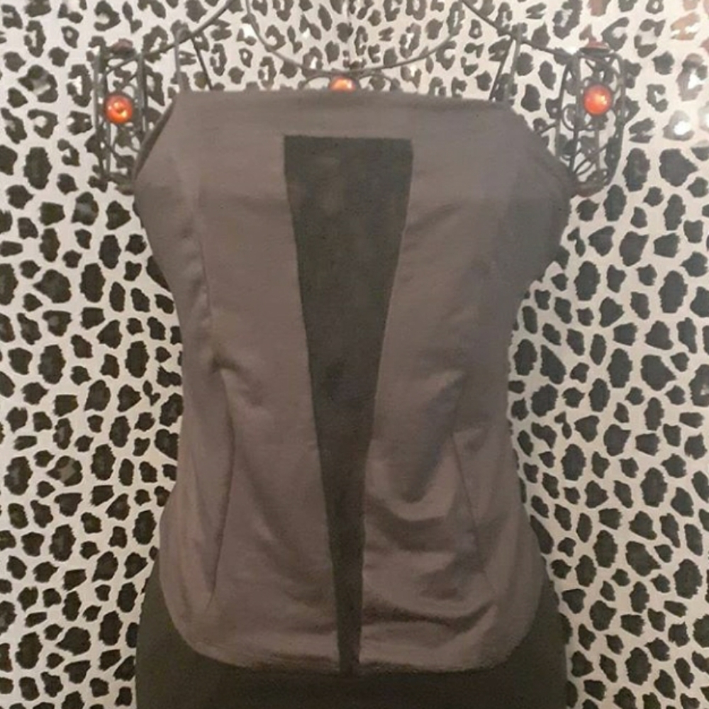 Black stretch tube top w/see-thru lace